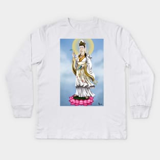 Avalokitesvara Bodhisattva， guanyinpusa Kids Long Sleeve T-Shirt